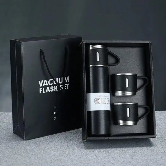 Stainless Steel Vacuum Flask Set With 2 Cups, 500ml